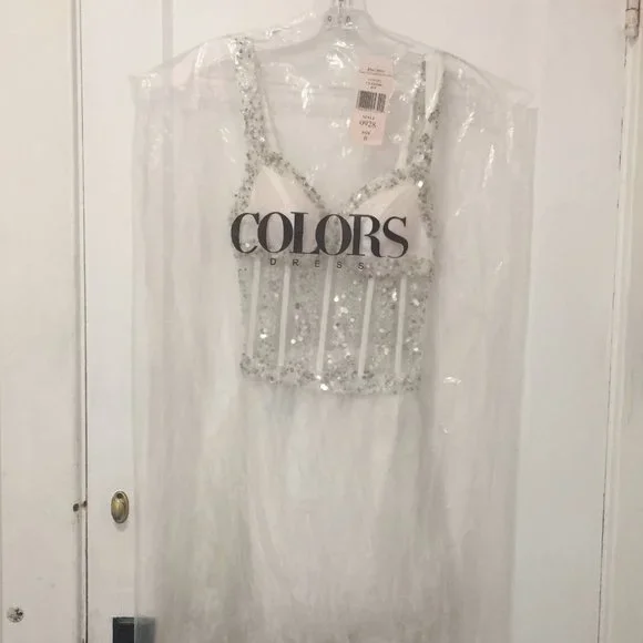 NWT Colors Dress White with Sequins Size 0